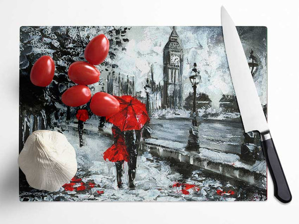 Lovers In The City Glass Chopping Board