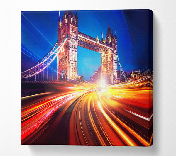 A Square Canvas Print Showing Tower Bridge Speed Of Light 2 Square Wall Art