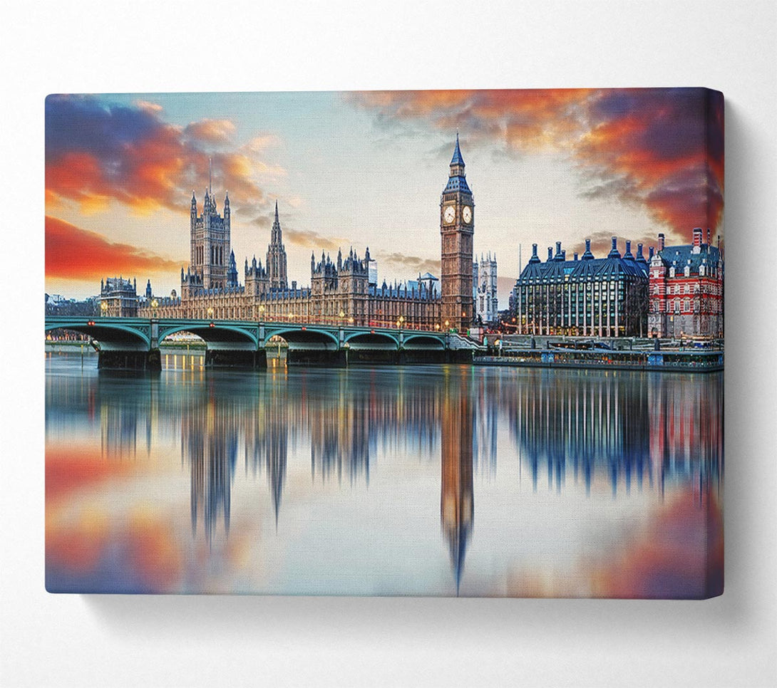 Picture of Stunning Reflections Of The Houses Of Parliament Canvas Print Wall Art