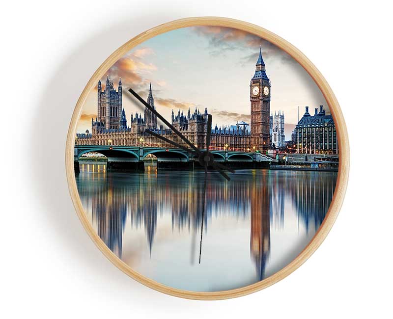 Stunning Reflections Of The Houses Of Parliament Clock - Wallart-Direct UK