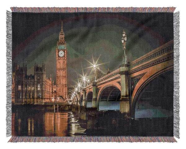 Golden Glow Of Big Ben Woven Blanket