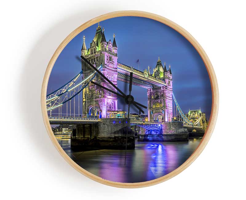 Tower Bridge Pink Glow Clock - Wallart-Direct UK