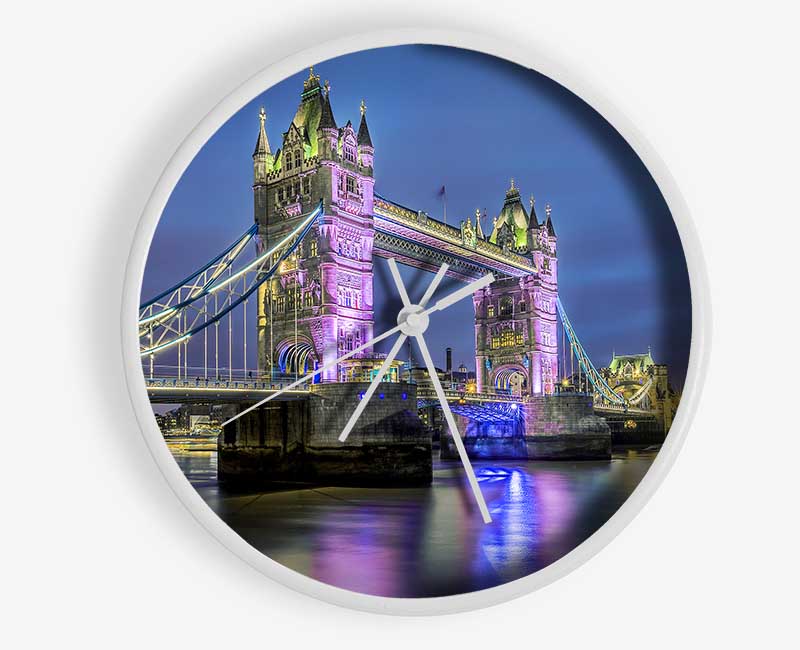 Tower Bridge Pink Glow Clock - Wallart-Direct UK