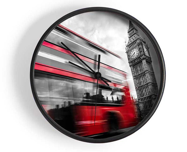 Iconic Red Bus Passed Big Ben Clock - Wallart-Direct UK