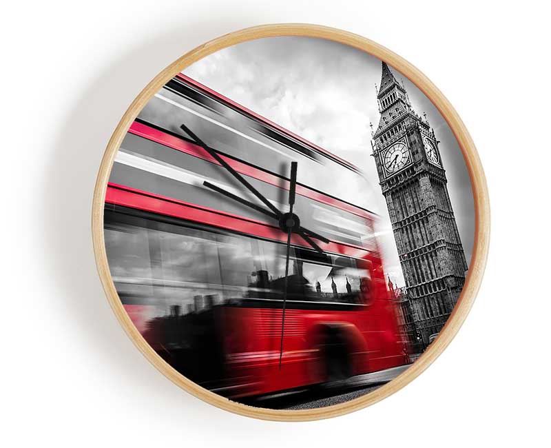 Iconic Red Bus Passed Big Ben Clock - Wallart-Direct UK