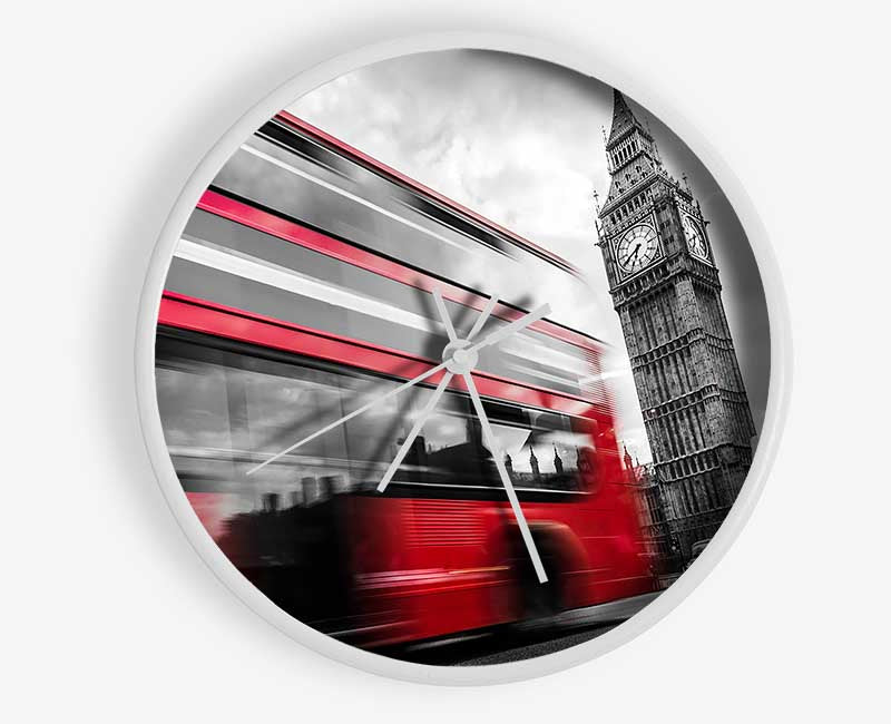 Iconic Red Bus Passed Big Ben Clock - Wallart-Direct UK