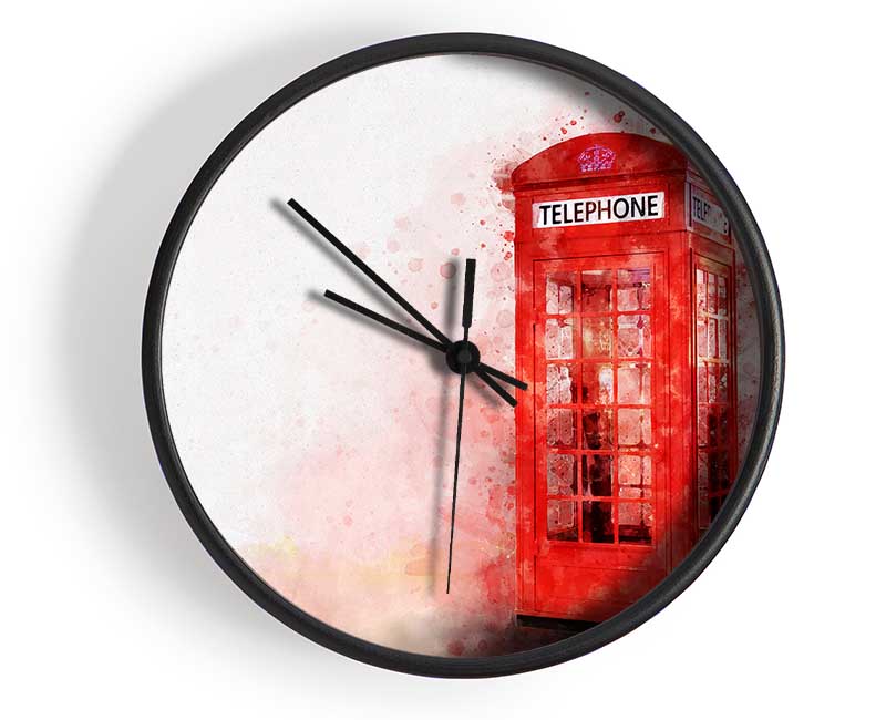 Red Phone Box Splash Clock - Wallart-Direct UK