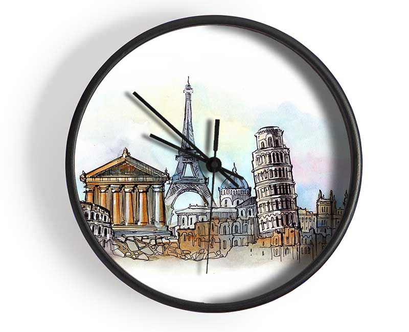 Famous Citys Of The Europe 4 Clock - Wallart-Direct UK