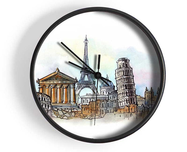 Famous Citys Of The Europe 4 Clock - Wallart-Direct UK