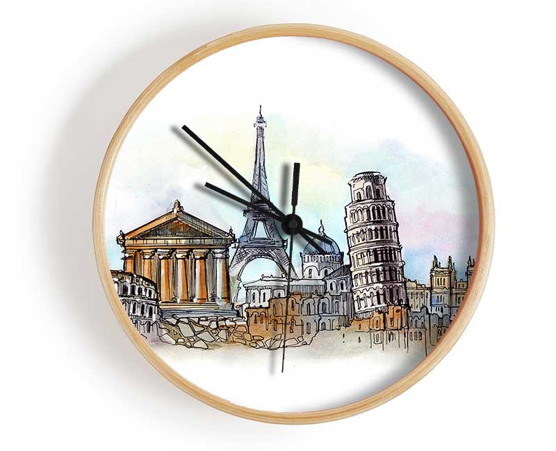 Famous Citys Of The Europe 4 Clock - Wallart-Direct UK