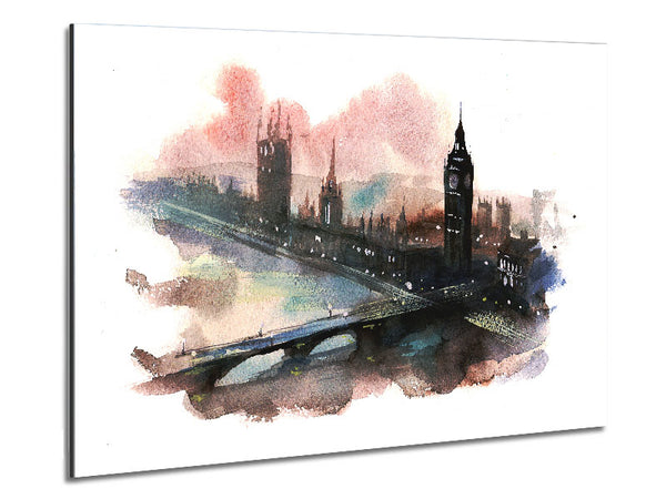 Watercolour Big Ben Houses Of Parliament