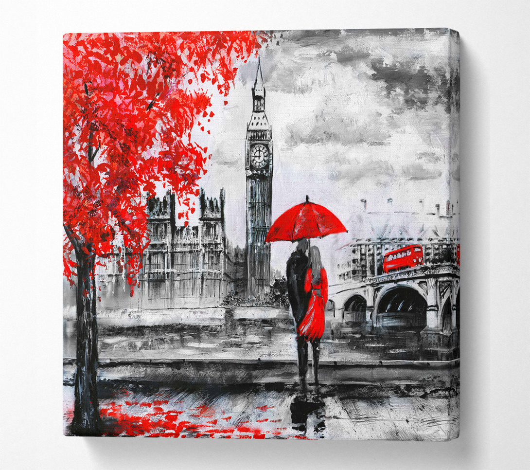 A Square Canvas Print Showing Romantic Big Ben Walk Square Wall Art