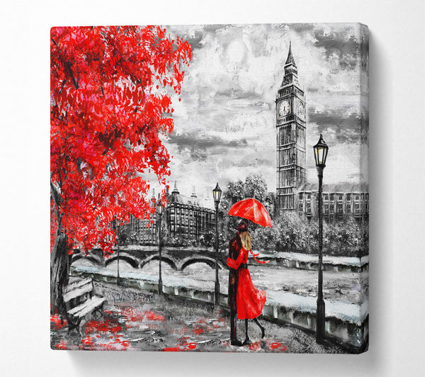 A Square Canvas Print Showing Honeymoon Couple Big Ben Square Wall Art