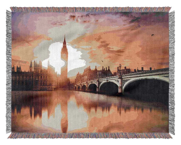 Sunset Over The Thames Woven Blanket