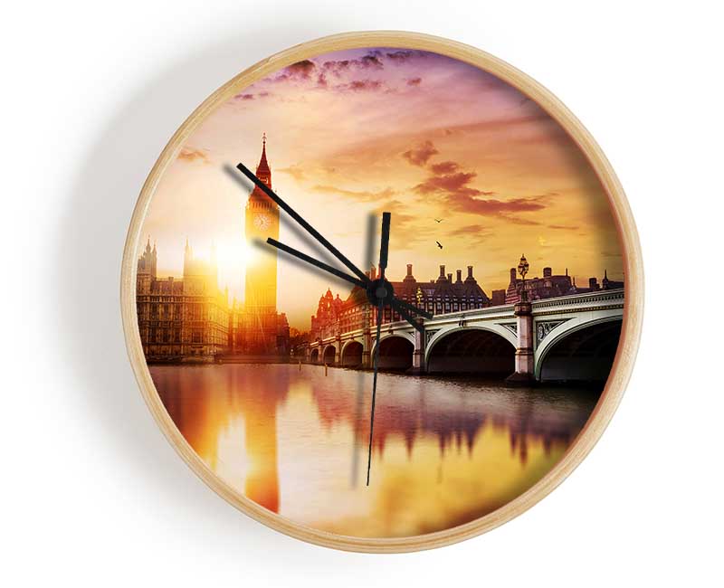 Sunset Over The Thames Clock - Wallart-Direct UK