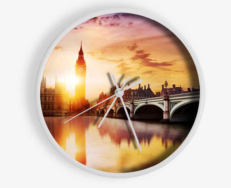 Sunset Over The Thames Clock - Wallart-Direct UK