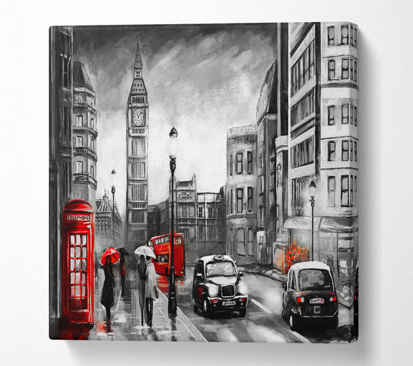 A Square Canvas Print Showing Iconic London Streets Square Wall Art