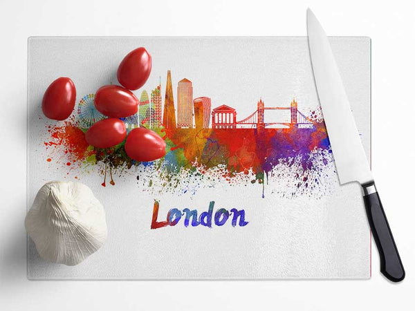 Rainbow London Splash 2 Glass Chopping Board