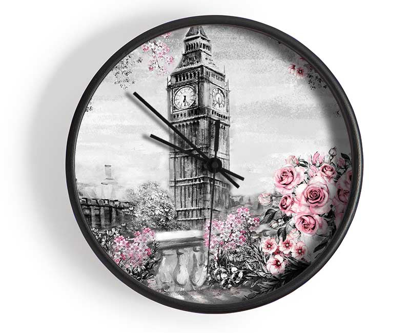 Big Ben Pink Roses Clock - Wallart-Direct UK