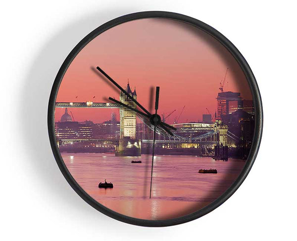 Pink Nights Through The Tower Bridge Clock - Wallart-Direct UK