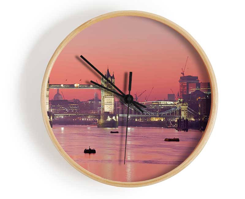 Pink Nights Through The Tower Bridge Clock - Wallart-Direct UK