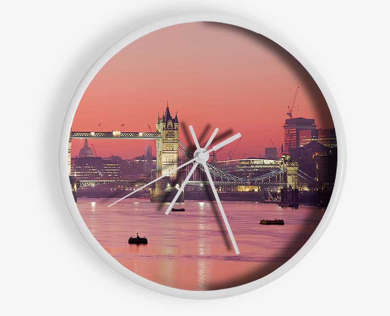 Pink Nights Through The Tower Bridge Clock - Wallart-Direct UK