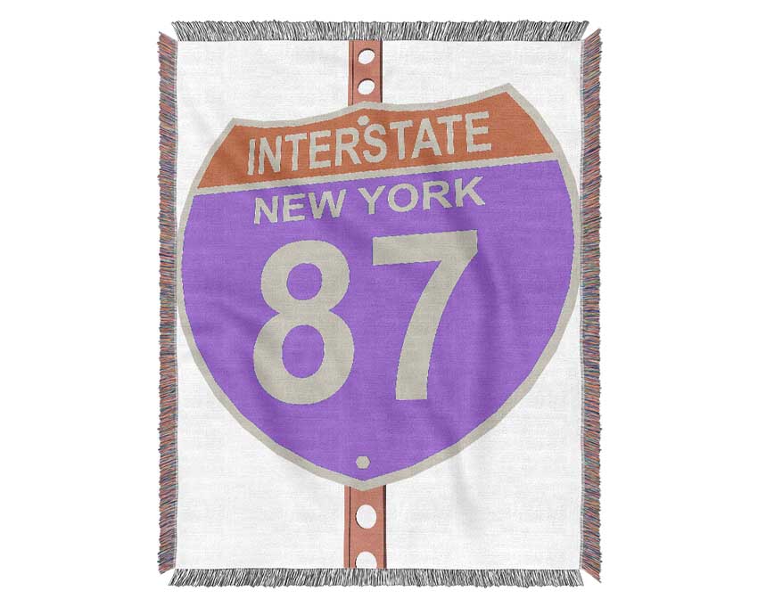 Interstate 87 Sign Woven Blanket