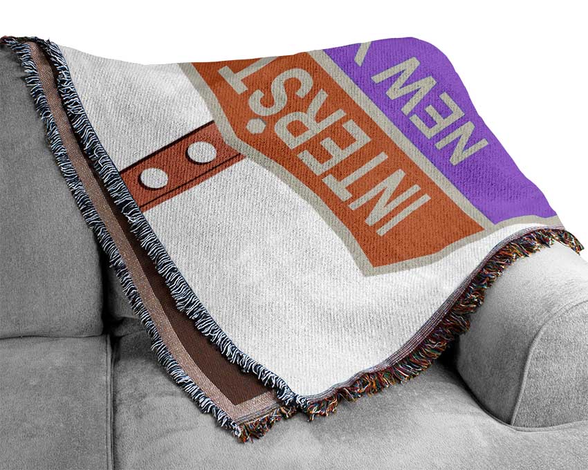 Interstate 87 Sign Woven Blanket