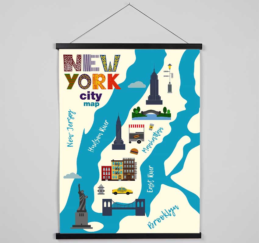 NYC Map Hanging Poster - Wallart-Direct UK