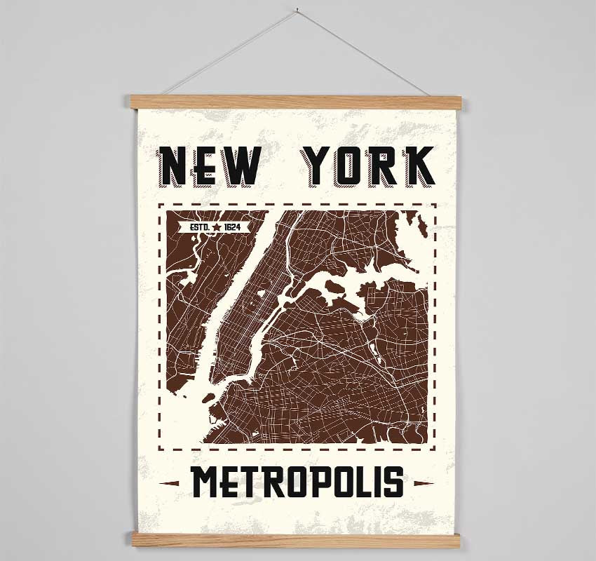 Retro map Of The City 9 Hanging Poster - Wallart-Direct UK