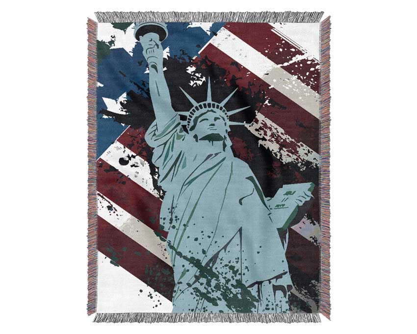 Retro Statue of Liberty Woven Blanket