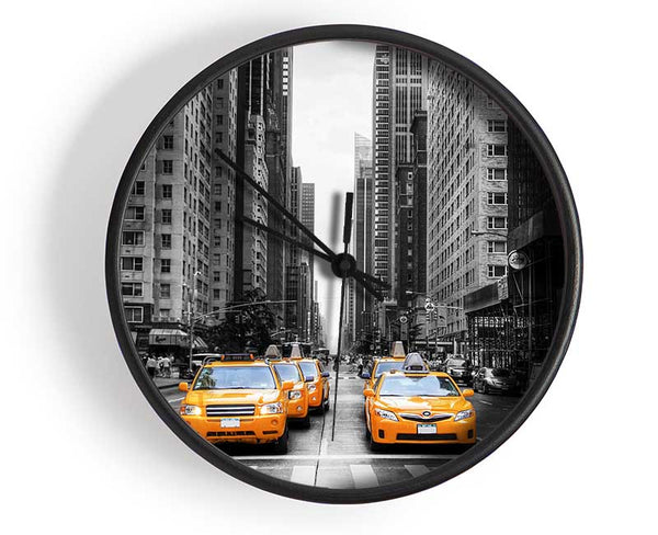 Yellow Cab Line Up Streets Clock - Wallart-Direct UK