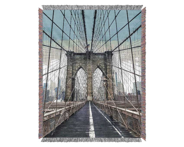 Structure Of Brooklyn Bridge 1 Woven Blanket