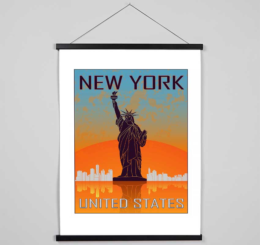 Orange Blue Statue of Liberty Hanging Poster - Wallart-Direct UK