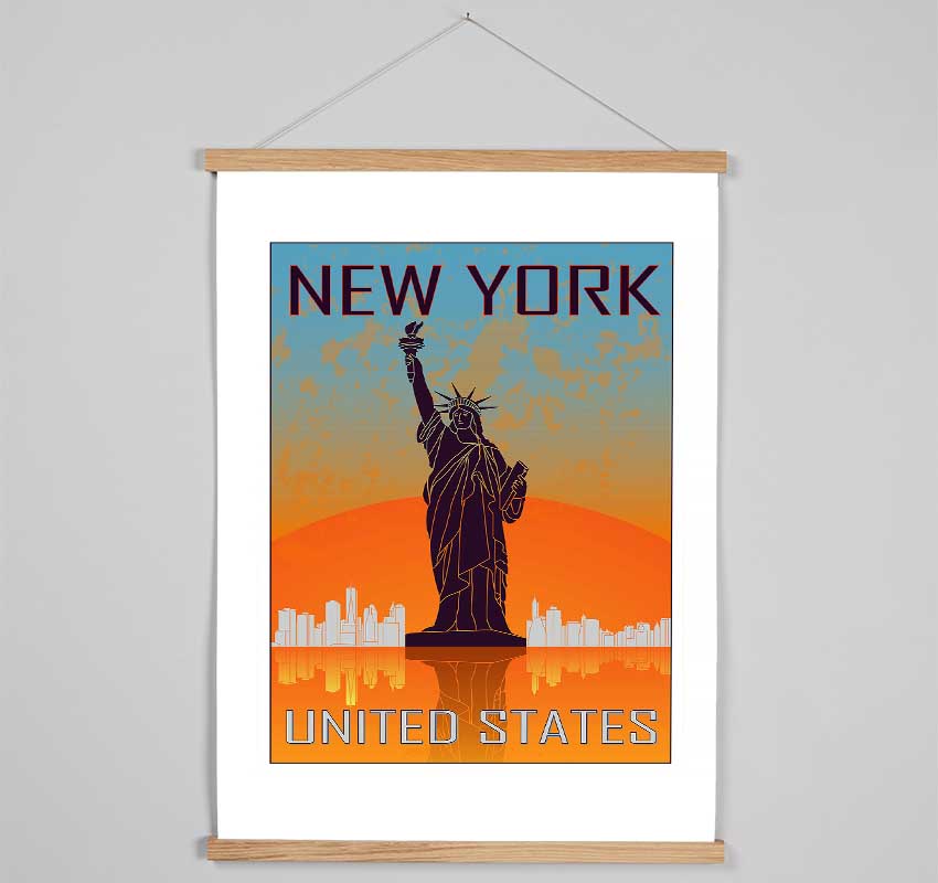 Orange Blue Statue of Liberty Hanging Poster - Wallart-Direct UK