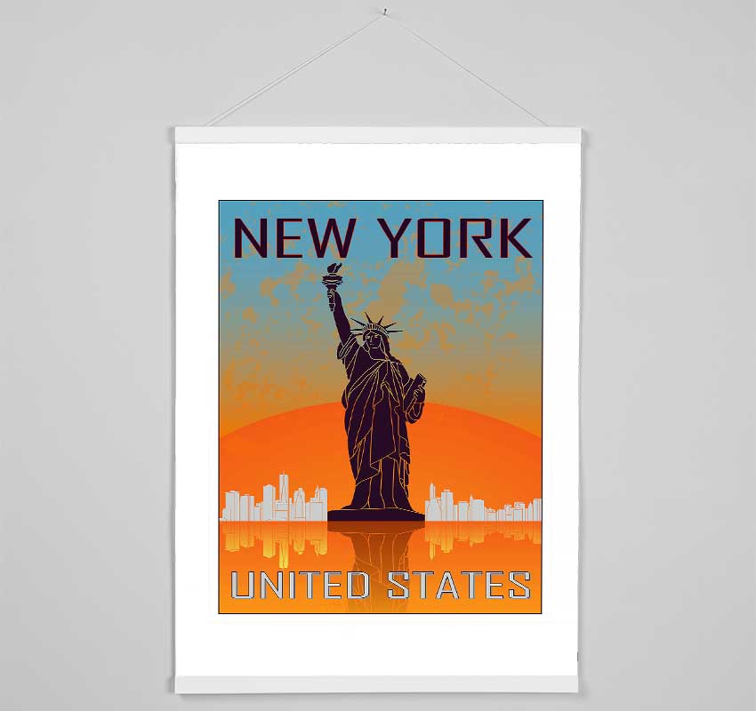 Orange Blue Statue of Liberty Hanging Poster - Wallart-Direct UK