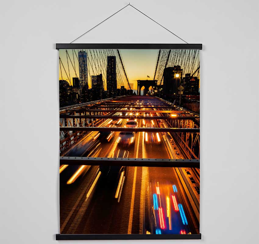 Speed Of Light On Brooklyn Bridge 1 Hanging Poster - Wallart-Direct UK