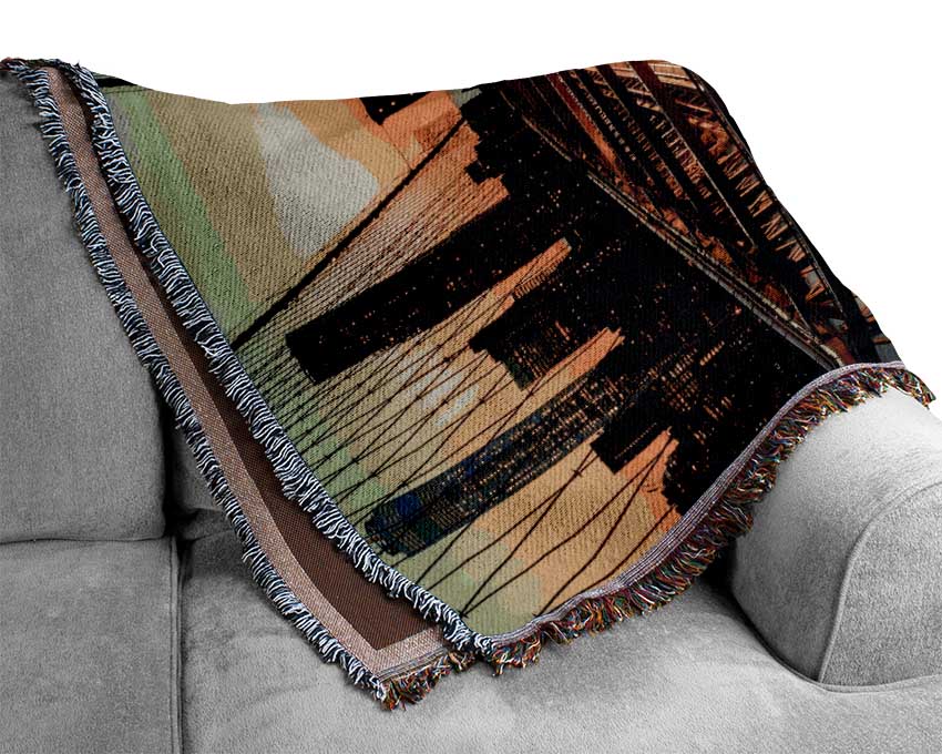 Speed Of Light On Brooklyn Bridge 1 Woven Blanket