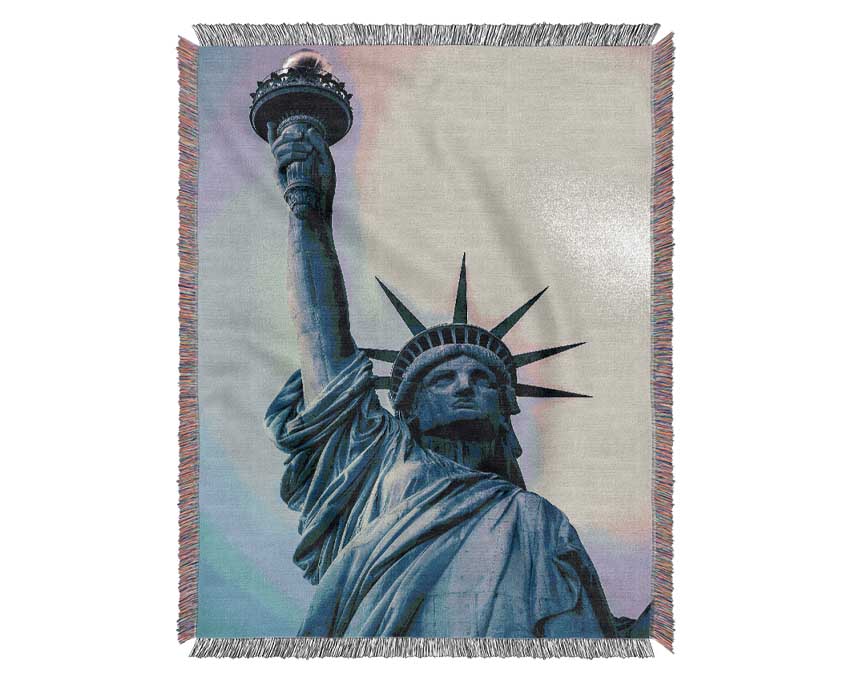 Skies Over The Statue of Liberty Woven Blanket