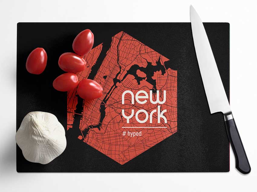 Map Of NYC Glass Chopping Board