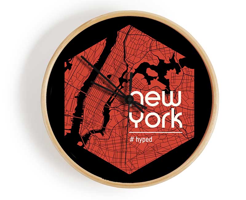 Map Of NYC Clock - Wallart-Direct UK