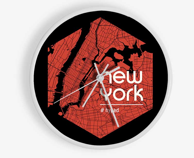 Map Of NYC Clock - Wallart-Direct UK