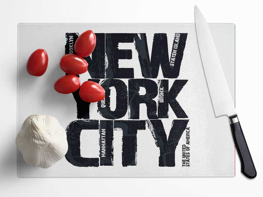 NYC Districts Glass Chopping Board