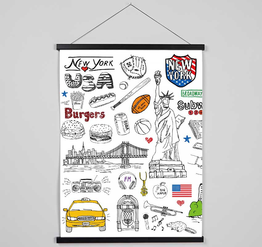 Sightseeing In NYC Hanging Poster - Wallart-Direct UK