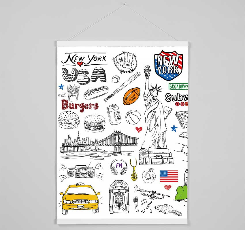 Sightseeing In NYC Hanging Poster - Wallart-Direct UK