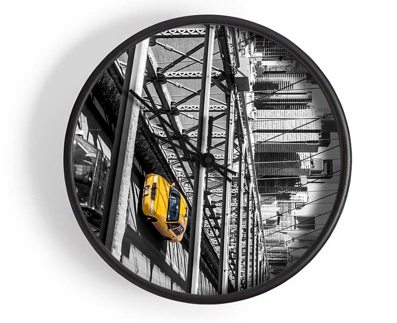 Brooklyn Bridge Yellow Cab NYC Clock - Wallart-Direct UK