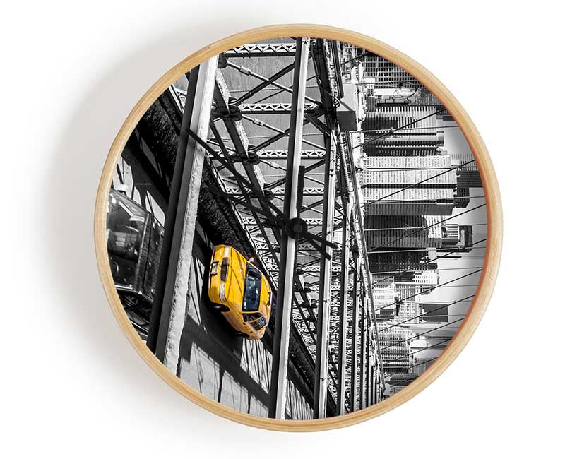 Brooklyn Bridge Yellow Cab NYC Clock - Wallart-Direct UK