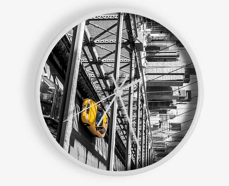 Brooklyn Bridge Yellow Cab NYC Clock - Wallart-Direct UK