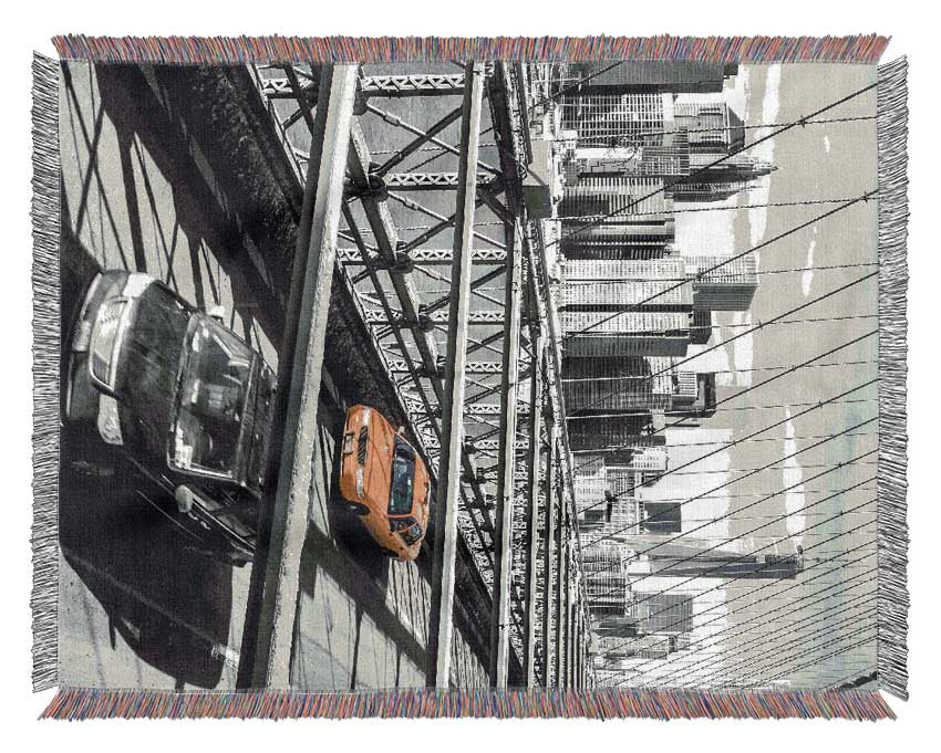 Brooklyn Bridge Yellow Cab NYC Woven Blanket