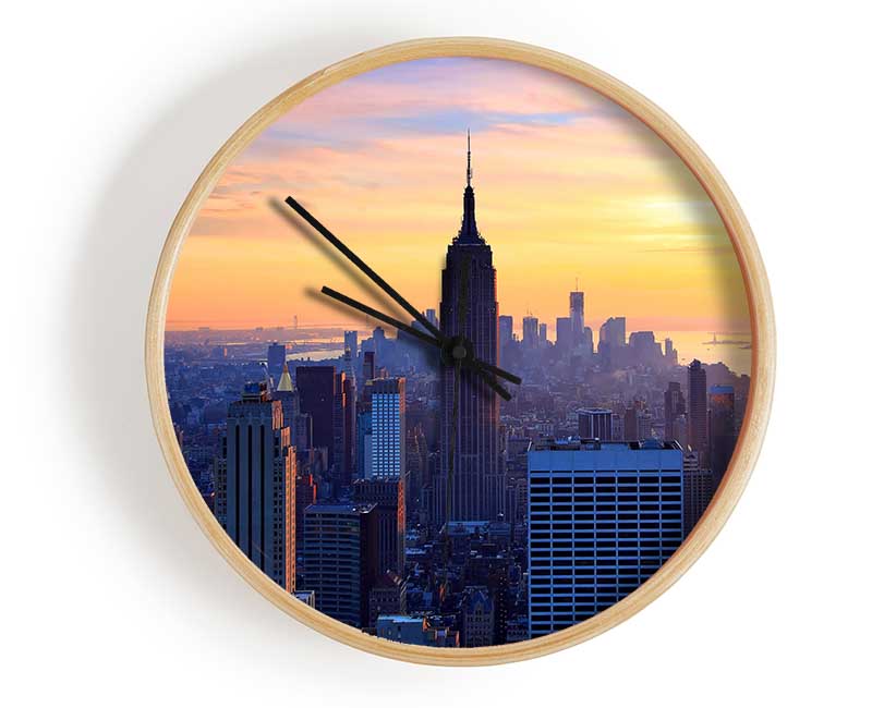 Sunset Over The Empire State Building Clock - Wallart-Direct UK